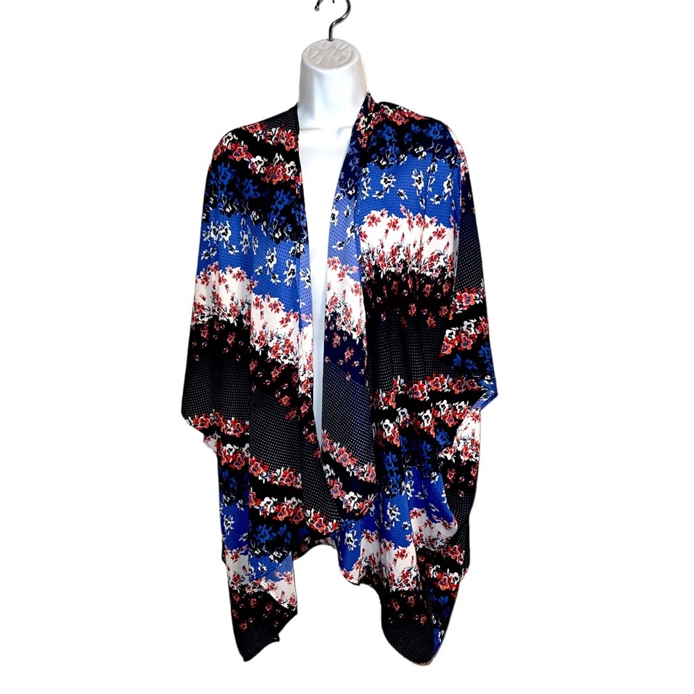 Maurices Navy Floral Open Kimono XL